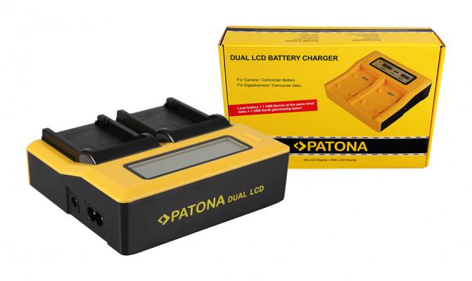 Двойно зарядно устройство Patona за Li-Ion батерия Canon LP-E8 LCD