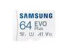 Карта памет Samsung - EVO Plus, 64GB, microSDXC, Class10 + адаптер