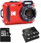 Компактен подводен фотоапарат Kodak PIXPRO WPZ2 (червен) + 2 Батерии + Micro SD 16GB